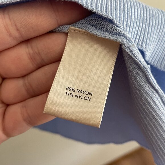 Martha Stewart Collection Women M Light Blue Sheer V-Neck Button Up Cardigan - Picture 7 of 10